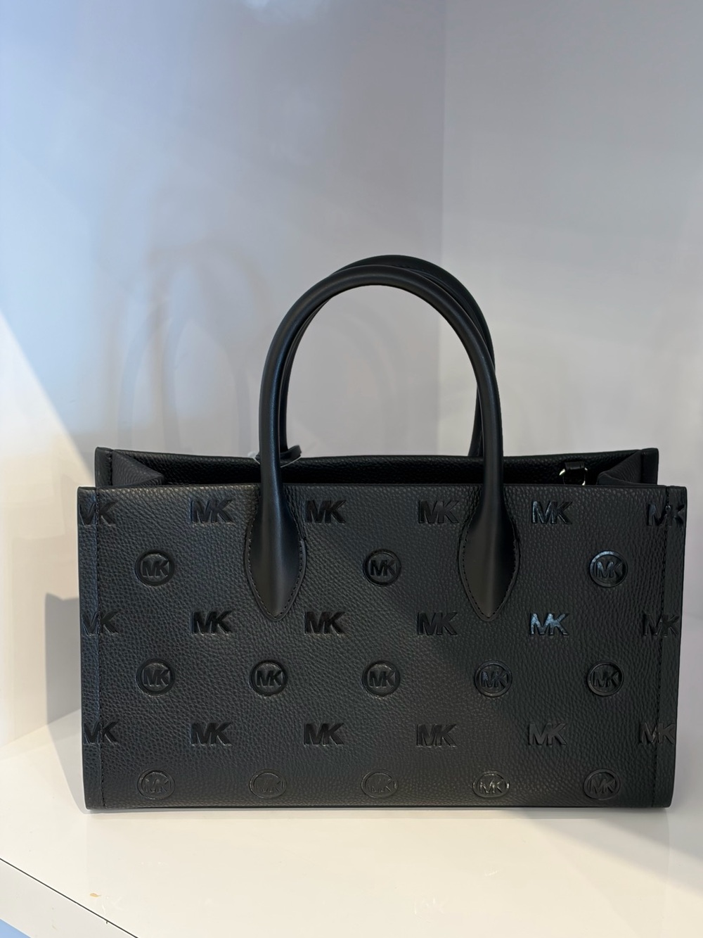 Michael Kors Mirella Medium Logo Debossed Satchel Crossbody Tote Black - Picture 15 of 15